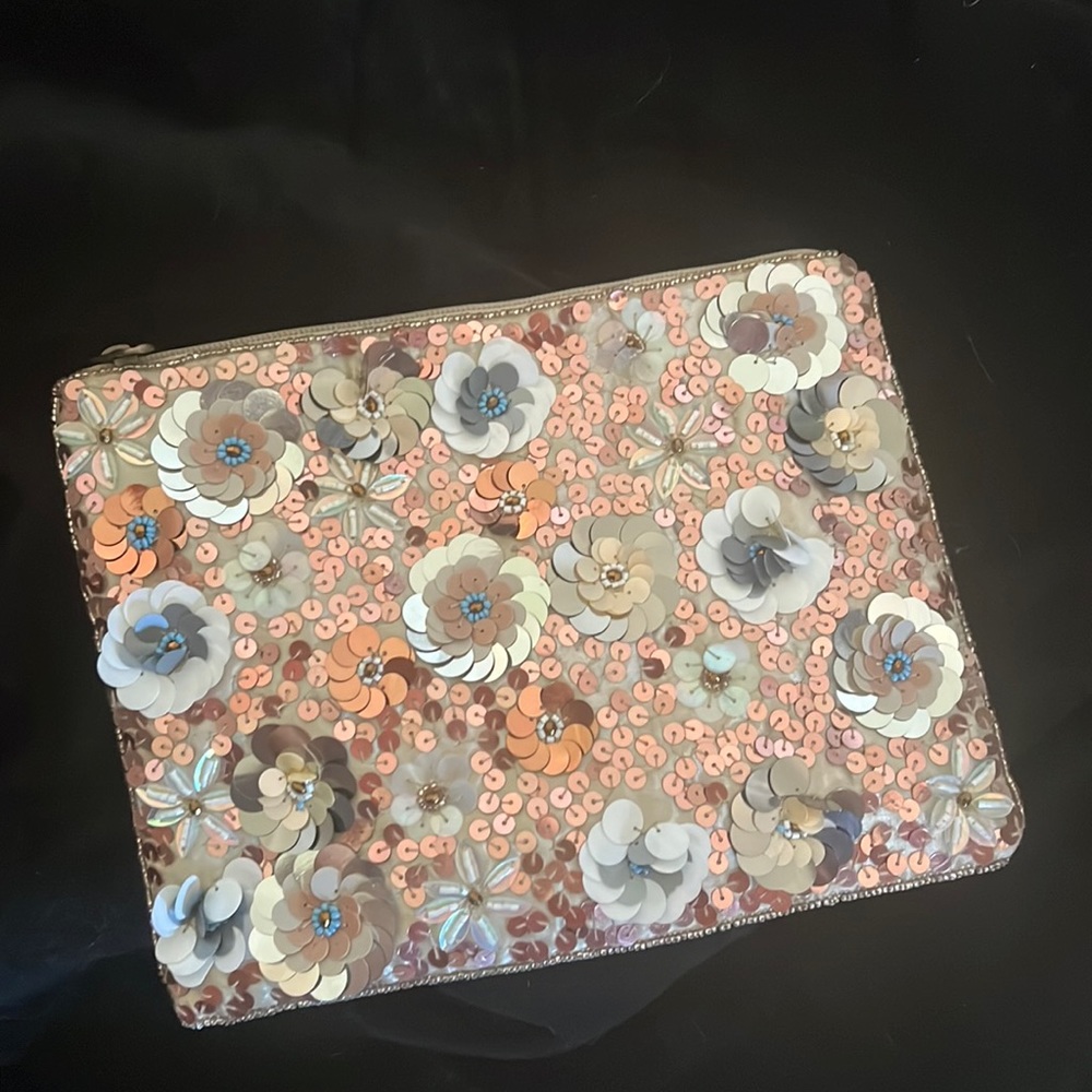 Embroidered Satin Clutch